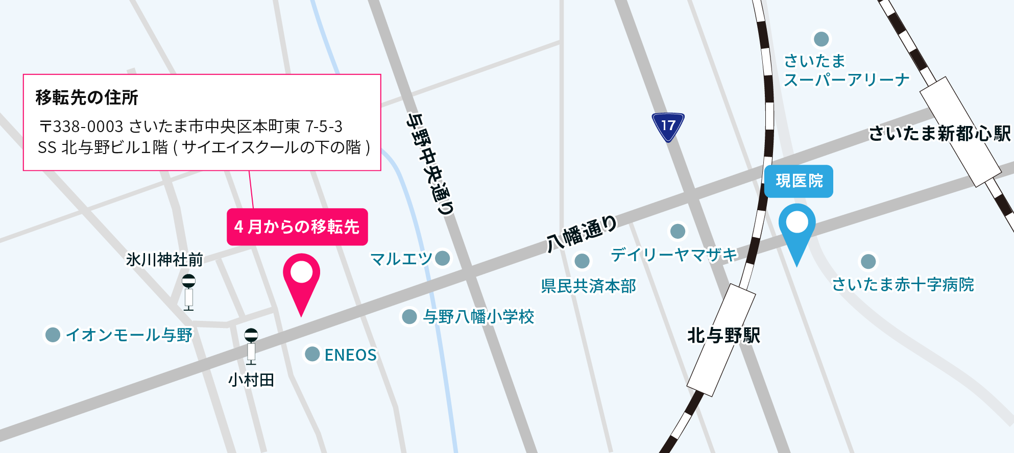 新都心アクアデンタルクリニック移転先の地図