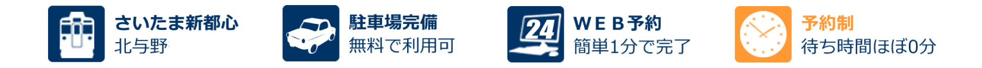 Web予約 駅近く 駐車場完備 予約制